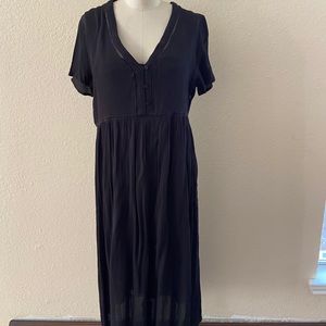 Short sleeve long navy dress